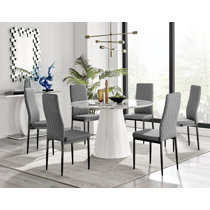 Artemis marble dining table and 6 upholstered best sale dining chairs